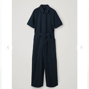 COS functional belted navy jumpsuit